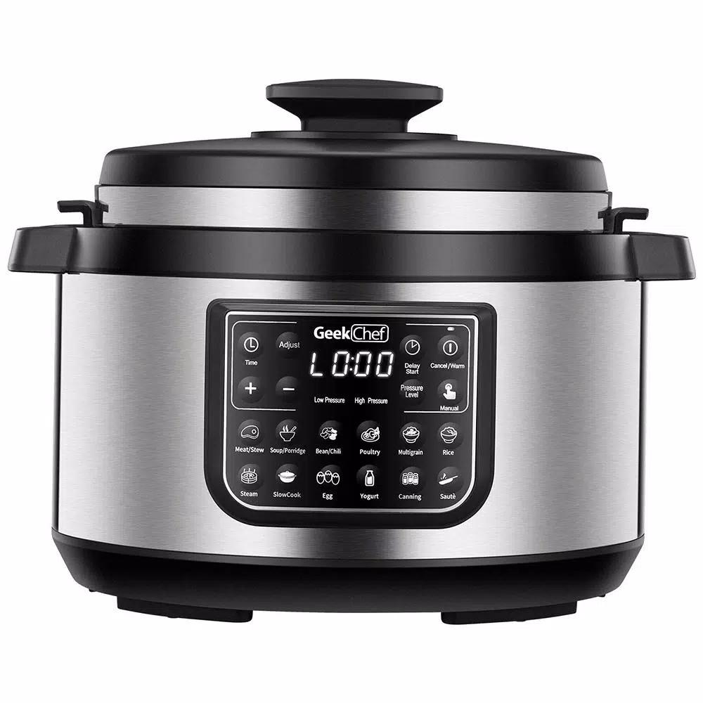 Boyel Living Geek Chef 8 Qt. Stainless Steel 12-in-1 Programmable Electric Pressure Cooker with Oval Non-Stick Pot