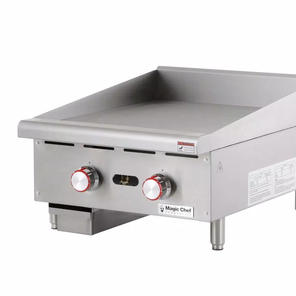 Magic Chef 24 in. Commercial Natural Gas Countertop Griddle, Stainless Steel