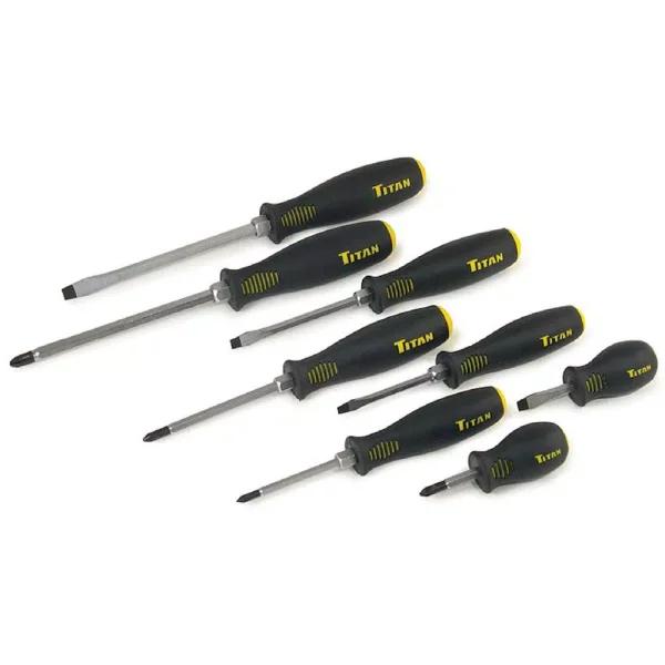 TITAN 8-Piece Screwdriver Set with Magnetic Tips and Ergonomic Handles