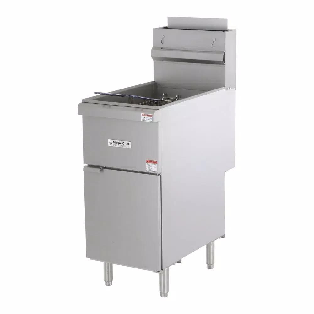Magic Chef 35 Qt. Stainless Steel Commercial Natural Gas Deep Fryer, 120,000 BTU, 4 Burners
