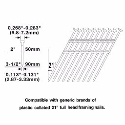 NuMax SFR2190 Pneumatic 21-Degree 3-1/2 in. Full Round Head Framing Nailer thumbnail 7