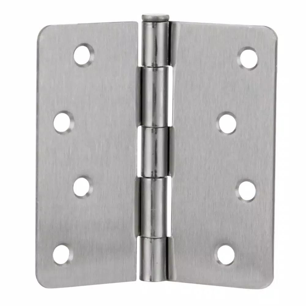 Design House 4 in. x 1/4 in. Radius Satin Nickel Steel Door Hinge Value Pack (3-Pack)