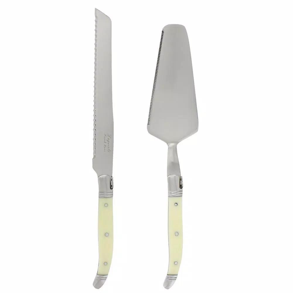 Unbranded French Home 2-Piece Laguiole Conoisseur Cake Slicer and Server Set, Faux Ivory Handles