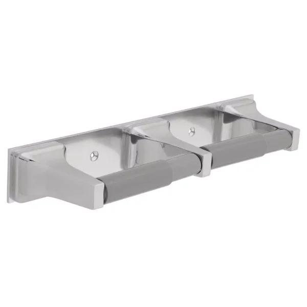 Franklin Brass Double Roll Toilet Paper Holder with Plastic Rollers in Polished Chrome