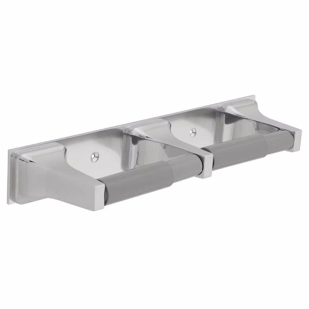 Franklin Brass Double Roll Toilet Paper Holder with Plastic Rollers in Polished Chrome