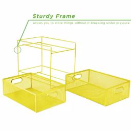 MIND READER Modern Yellow Metal Mesh 2-Tier Utensil Caddy and Flatware Organizer thumbnail 6