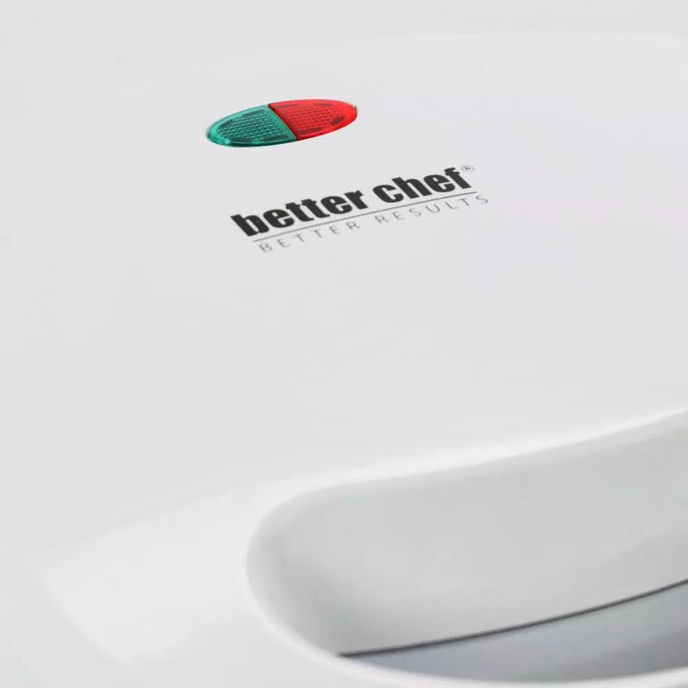 Better Chef Belgian Waffle Maker, 2-Slice Non-Stick Countertop Waffle Iron, White