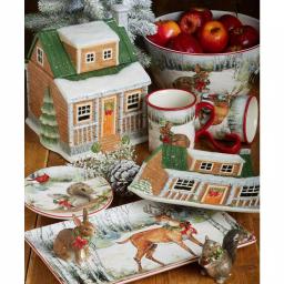 Certified International Winter Forest 3D Lodge Earthenware Cookie Jar, 128 oz. thumbnail 1