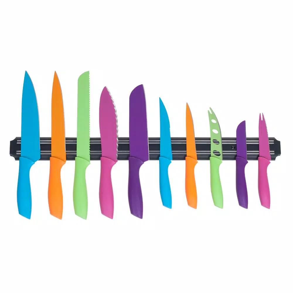 Classic Cuisine 10-Piece Colorful Stainless Steel Knife Set with Magnetic Bar