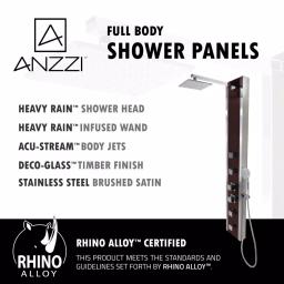 ANZZI 57 in. Monsoon Full Body Shower Panel System with Mahogany Deco-Glass & Chrome Trim thumbnail 9