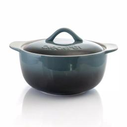 Gibson Artisan 2.3 Qt. Stoneware Casserole Dish with Lid, Gradient Gray thumbnail 1