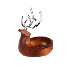 Nambe Alvaro Uribe Reindeer Candy Dish - Acacia Wood and Nambe Alloy Serving Bowl thumbnail 2