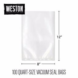Weston 8 in. x 12 in. Vacuum Sealer Bags, 100-Pack, Heavy Duty 3.0 Mil BPA Free Plastic thumbnail 2