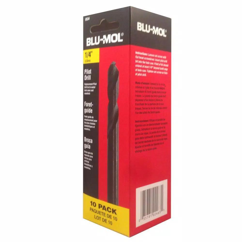 BLU-MOL 3-1/4 in. x 1/4 in. Pilot Drill Hole Saw Accessory, Bi-Metal, 10-Pack