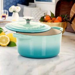 Crock-Pot Artisan 3 Qt. Enameled Cast Iron Dutch Oven with Lid, Aqua Blue thumbnail 3