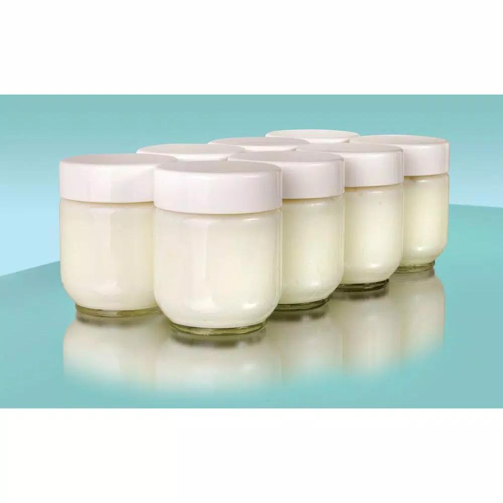 Euro Cuisine 8-Piece Glass Jar Set with Lids for YM80 and YM100 Yogurt Makers