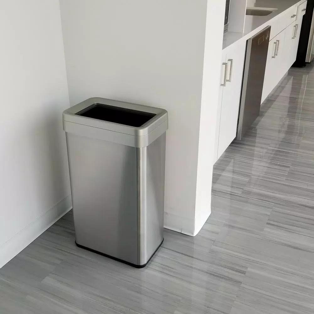 iTouchless 18 Gal. Stainless Steel Slim Open Top Commercial Trash Can with Dual Odor Filters