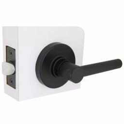 Defiant Highland Matte Black Passage Door Lever with Round Rose thumbnail 3