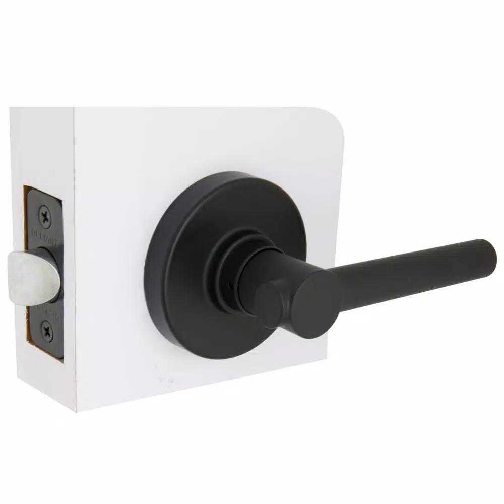 Defiant Highland Matte Black Passage Door Lever with Round Rose