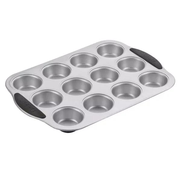 Cuisinart SMB-12MP 12-Cup Steel Muffin Pan with Silicone Easy-Grip Handles