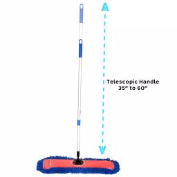 Alpine Industries 24 in. Microfiber Wet/Dry Dust Mop Set with 60 in. Telescopic Handle thumbnail 2