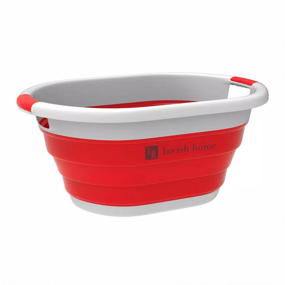 Lavish Home Red Collapsible Multi-Use Laundry Basket with Comfort Grip Handles