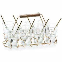 Libbey 8-Piece Glass and Metal Entertaining Set with Caddy and Serving Spoons thumbnail 4