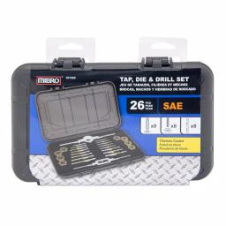 MIBRO 26-Piece SAE Tap, Die and Drill Set with Titanium Coated GCr15 Alloy Steel thumbnail 2