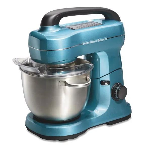 Hamilton Beach 4 Qt. 7-Speed Stand Mixer with Stainless Steel Bowl and Attachments, Blue