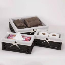 Household Essentials Black Paper Rope Wicker Utility Basket Set of 3 with Washable Cotton Liners thumbnail 5