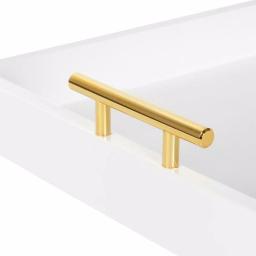 Kate and Laurel Lipton 16 in. White and Gold Decorative Wood Tray with Metal Handles thumbnail 3