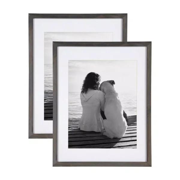 DesignOvation Design Ovation Gallery Wood Photo Frame Set, Gray, 14 x 18 in. (Set of 2)