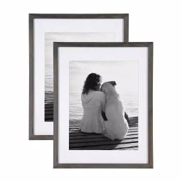DesignOvation Design Ovation Gallery Wood Photo Frame Set, Gray, 14 x 18 in. (Set of 2) thumbnail 1