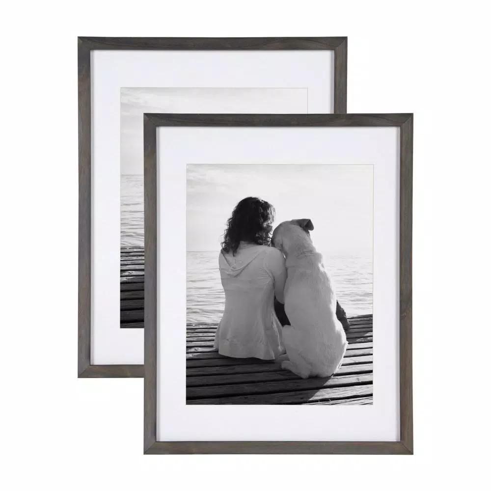 DesignOvation Design Ovation Gallery Wood Photo Frame Set, Gray, 14 x 18 in. (Set of 2)
