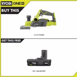 RYOBI 18V ONE+ Cordless 3-1/4 in. Planer with 1.5 Ah Lithium-Ion Battery thumbnail 2
