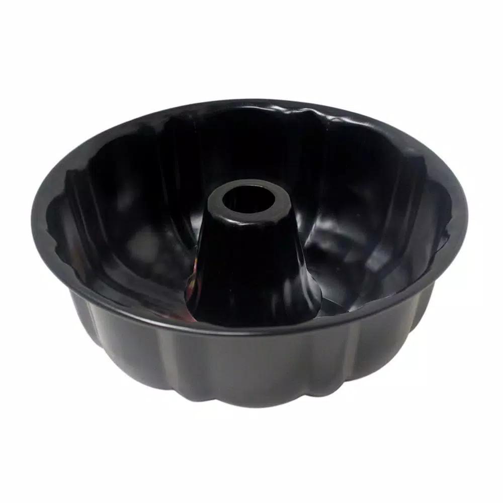 Home Basics Non-Stick Steel Fluted Bundt Cake Pan, Black