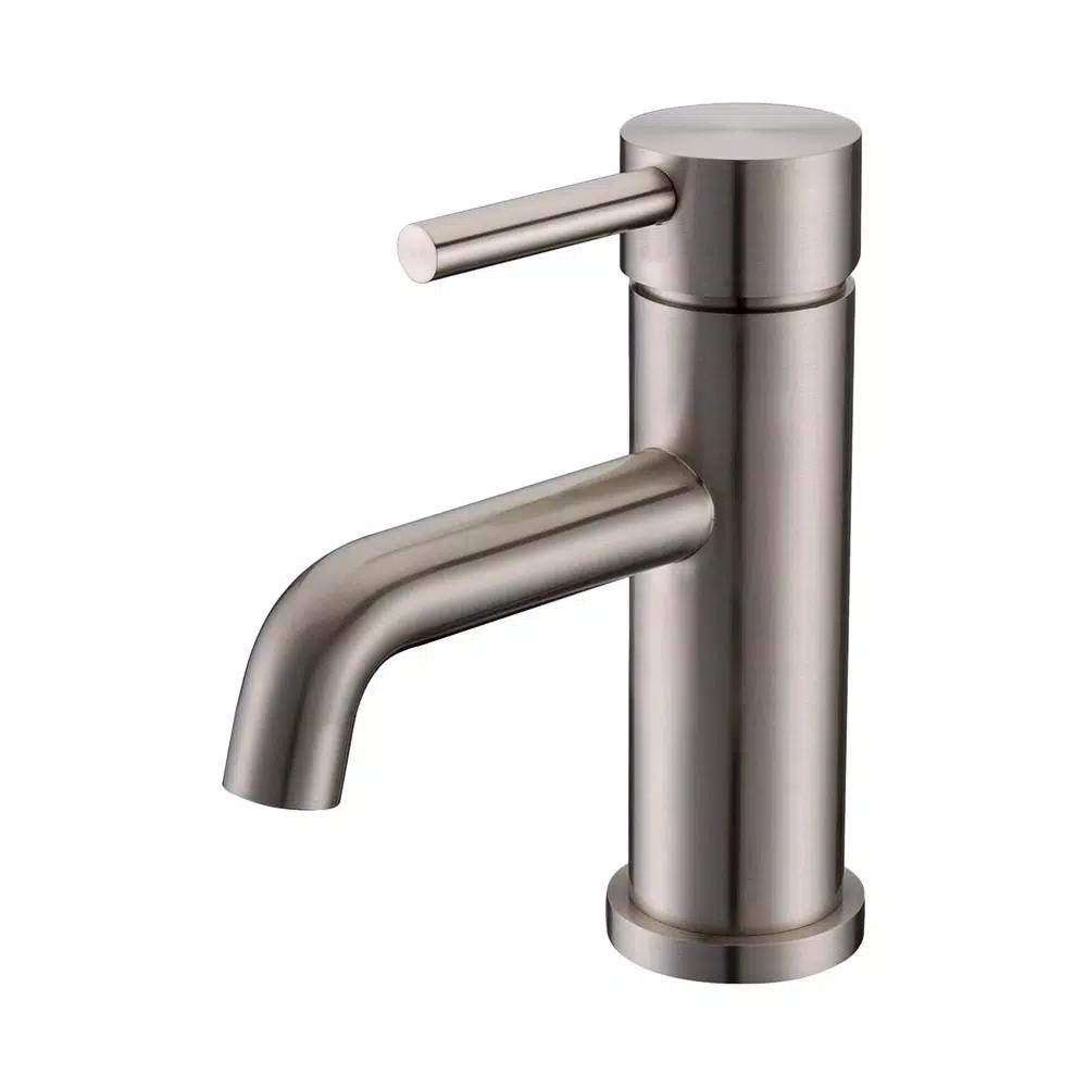 Vanity Art Contemporary Single Hole Single-Handle 6.5 in. Lavatory Faucet in Brushed Nickel
