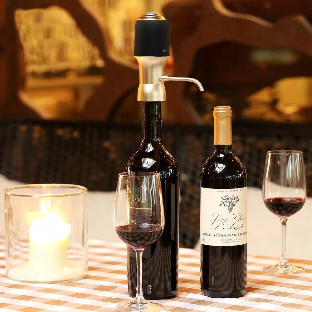 MegaChef One-Touch Portable Electric Wine Aerator and Dispenser - Light Gold