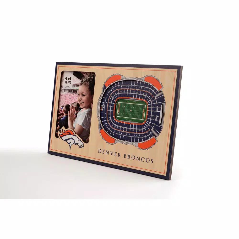 YouTheFan NFL Denver Broncos StadiumView 3D Picture Frame - 4x6 Wood Grain Photo Frame
