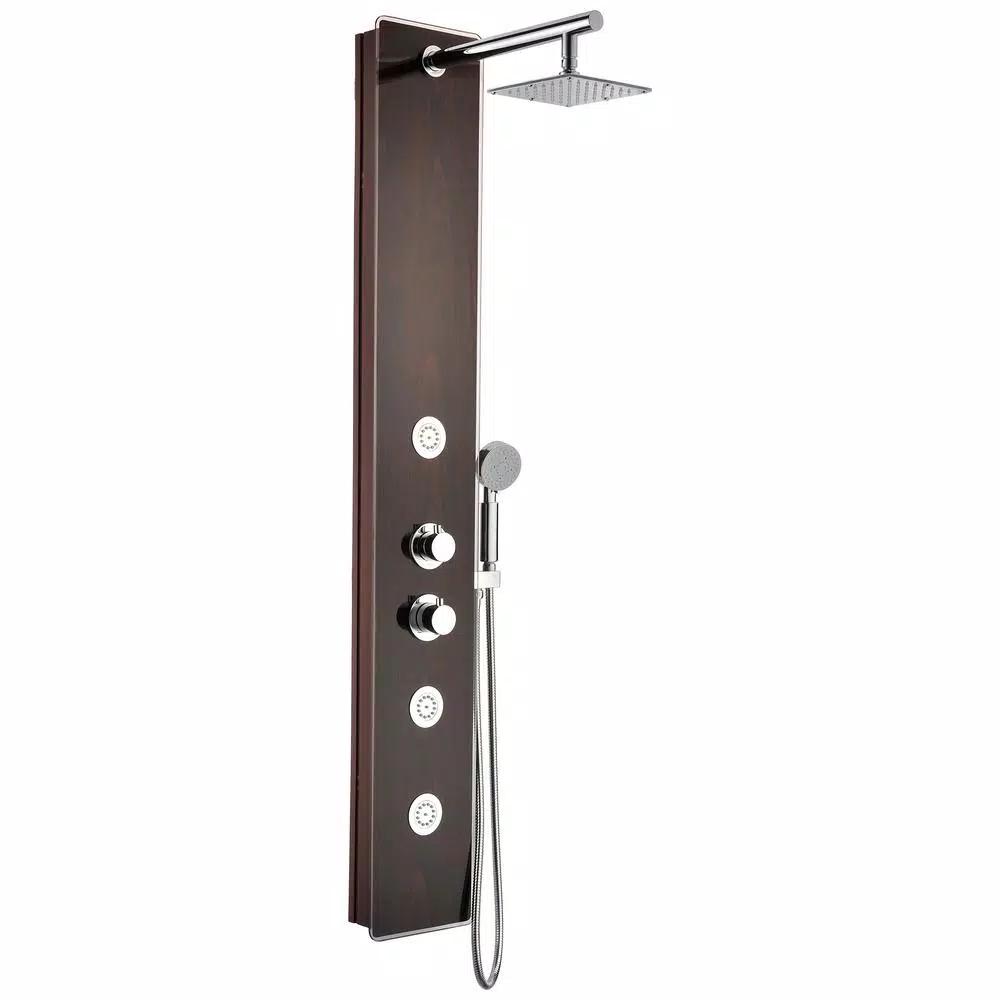 ANZZI Pure 59 in. 3-Jet Full Body Shower Panel System, Mahogany Deco-Glass with Heavy Rain Head & Handheld Sprayer