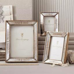 Two's Company Verona Gold Leaf Mirror Picture Frame Set of 3, Antique Gold Finish, Assorted Sizes thumbnail 2