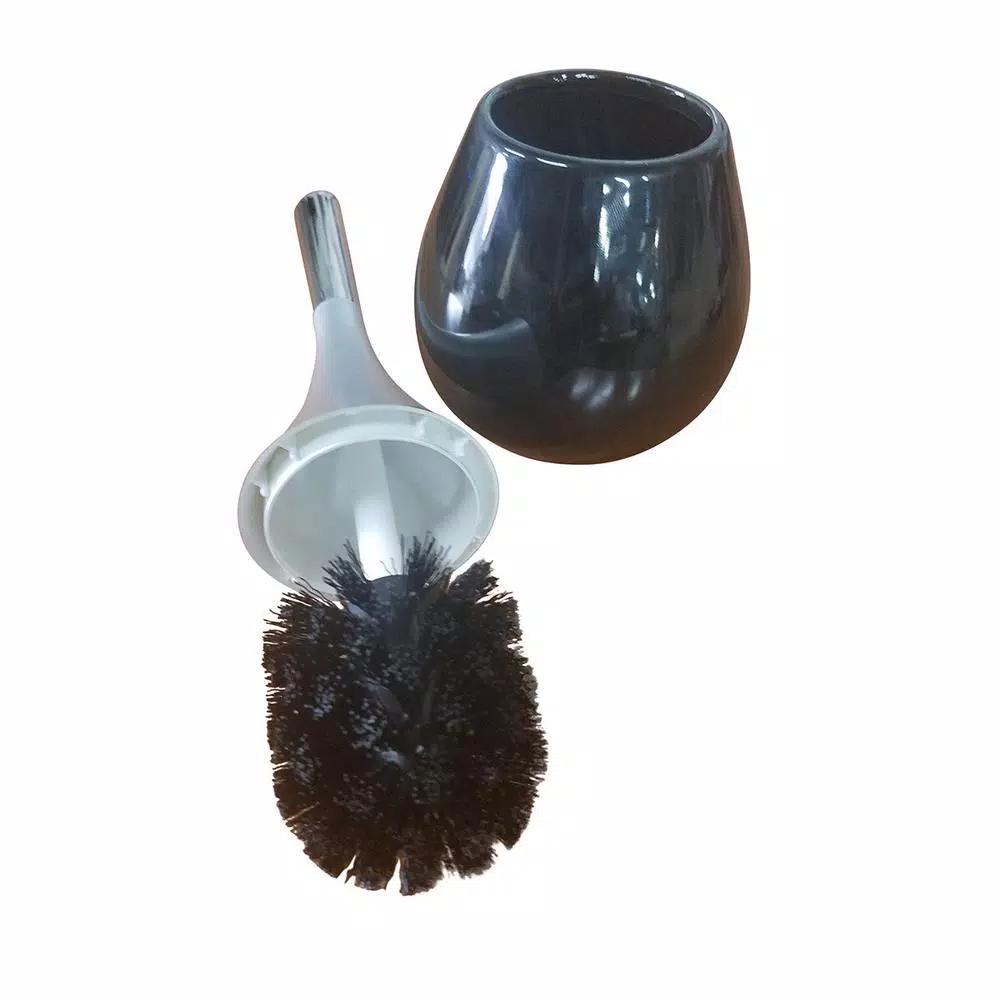 Unbranded Water Drop Ceramic Toilet Bowl Brush and Holder Set - Navy Blue