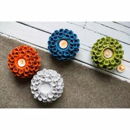 A & B Home Open Coral Gloss White Ceramic Candle Holder - Coastal Style Candlestick thumbnail 2