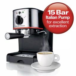 Hamilton Beach 2-Cup Espresso and Cappuccino Maker with Milk Frother, 15 Bar Pump, Black/Stainless Steel thumbnail 3