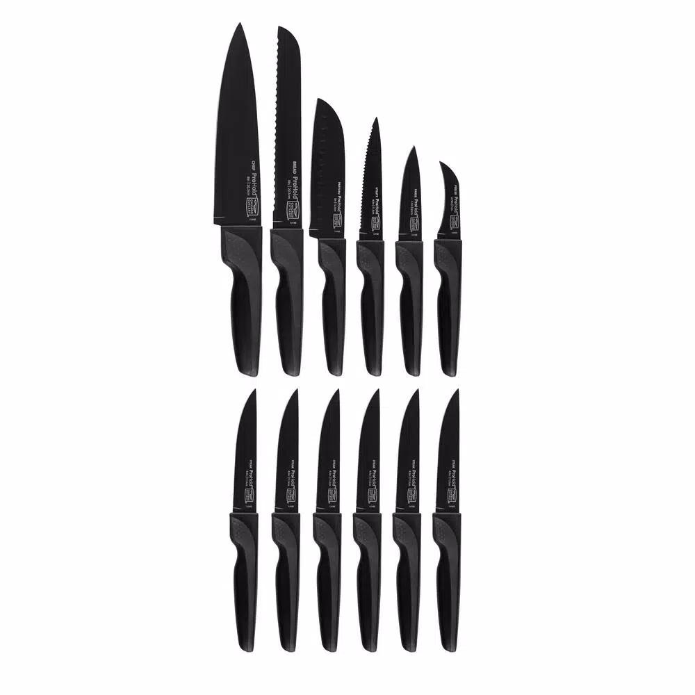 Chicago Cutlery ProHold 14-Piece Coated Knife Set with Wood Block and Sharpening Steel