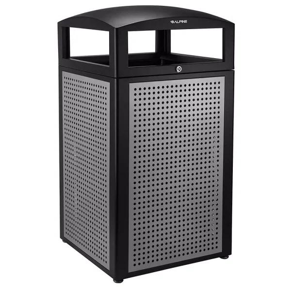 Alpine Industries 40 Gal. All-Weather Commercial Outdoor Trash Can with Lockable Lid