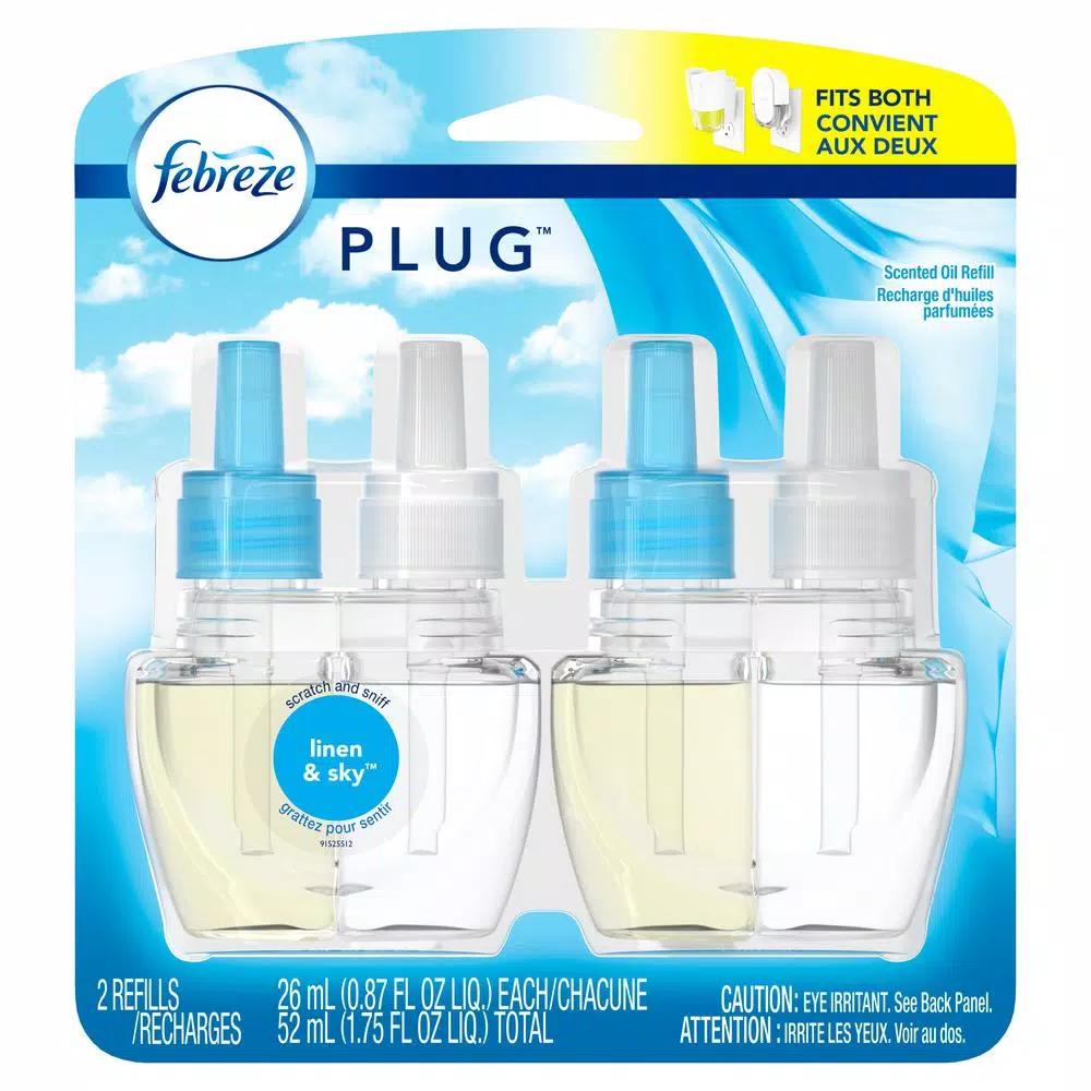 Febreze Plug-In Air Freshener Refill, Linen and Sky Dual Scented Oil, 2-Pack
