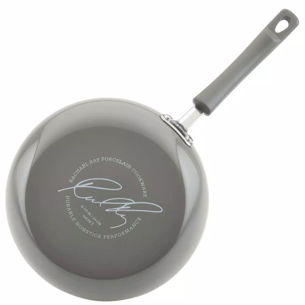 Rachael Ray Classic Brights 19-Piece Sea Salt Gray Nonstick Cookware Set with LocknLock Containers