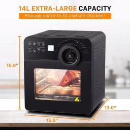 Geek Chef 1700W 15 Qt. Large Capacity Air Fryer with Rotisserie and 16 Preset Modes, Black thumbnail 3