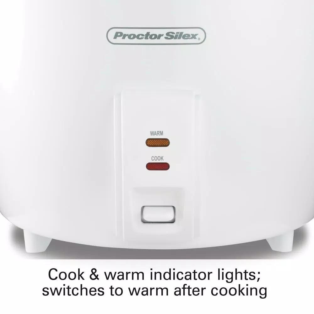 Proctor Silex 30-Cup White Rice Cooker with Steaming Basket and Keep Warm Function